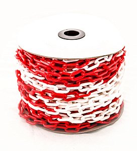 Цепь пластиковая 6 мм, красно-белая, 25 м